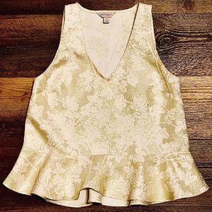 Belle Sky Cream Gold Floral Peplum Sleevel…